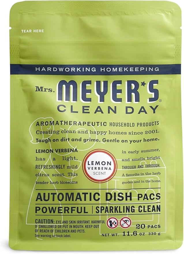 MRS. MEYER'S CLEAN DAY Automatic Dishwasher Pods, Lemon Verbena, 20 Count