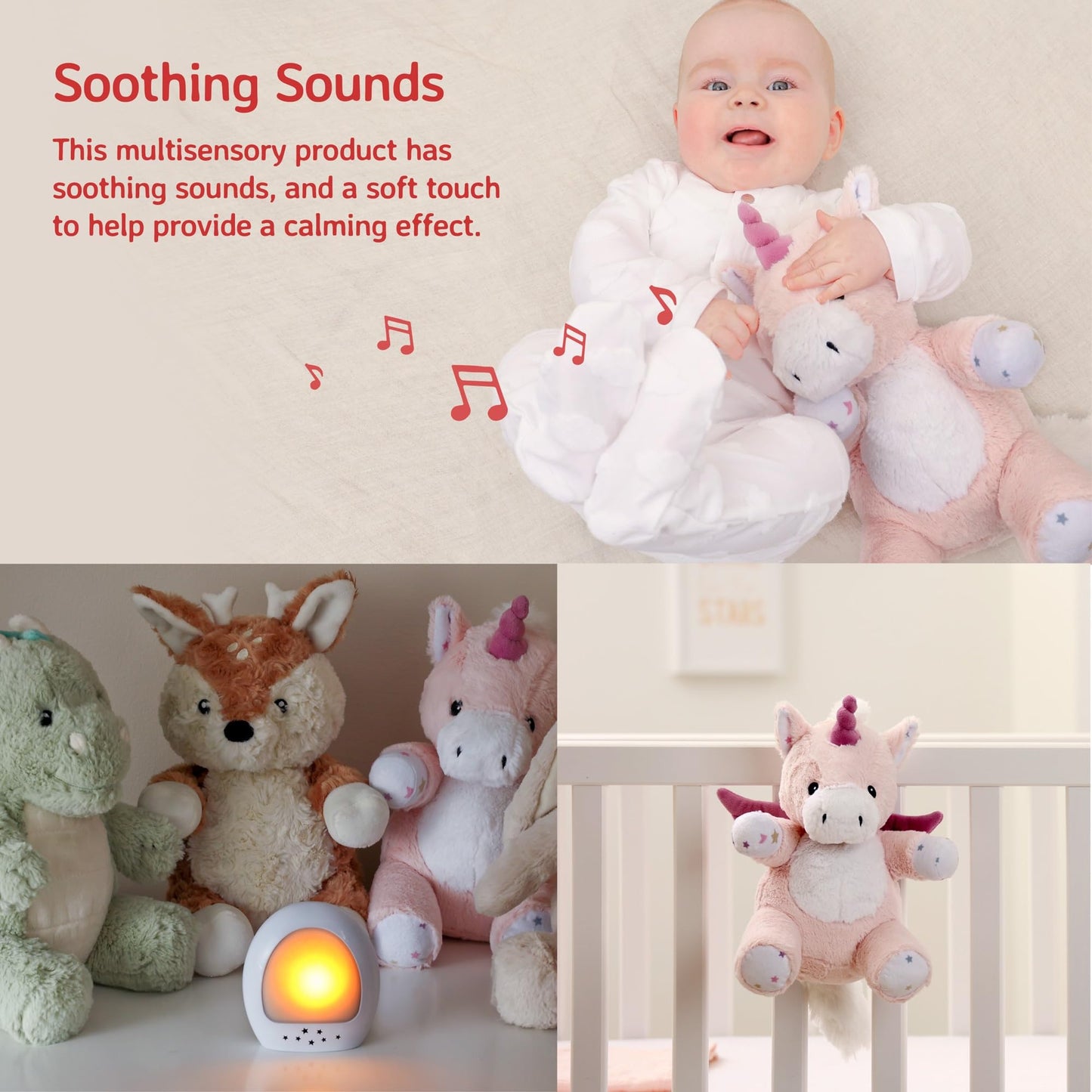Cloud b Lily the Unicorn: Portable Baby Sound Machine & White Noise Soother. 8 Calming Lullabies & Nature Sounds. Travel-Ready Infant Sleep Aid & Nursery Registry Essential