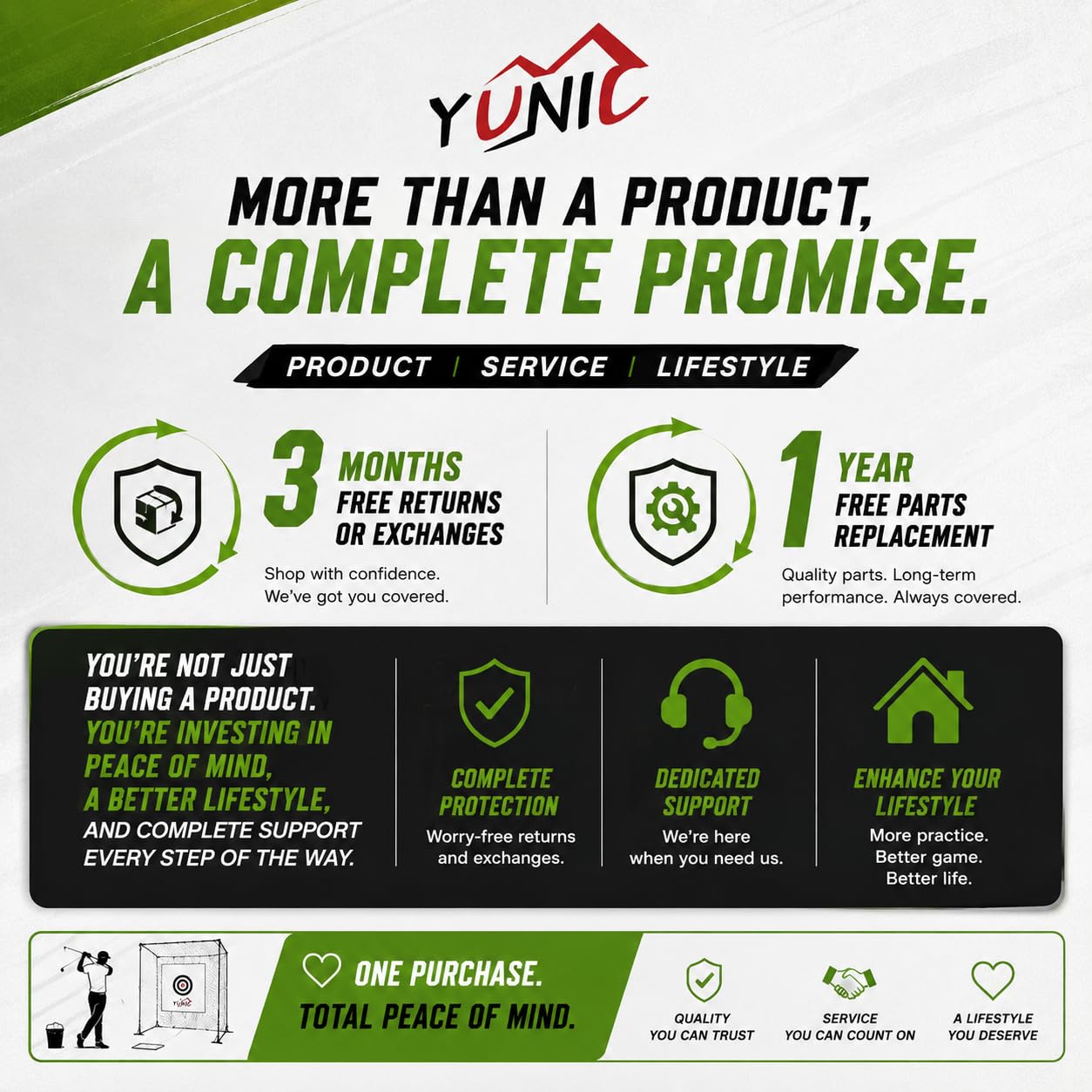 YUNIC Golf Driving Cage with Steel Frame, Golf Nets for Backyard Driving for Full Swing and Chipping Practice Indoor Outdoor (Black, 10'(W) x8'(H) x5'(D))