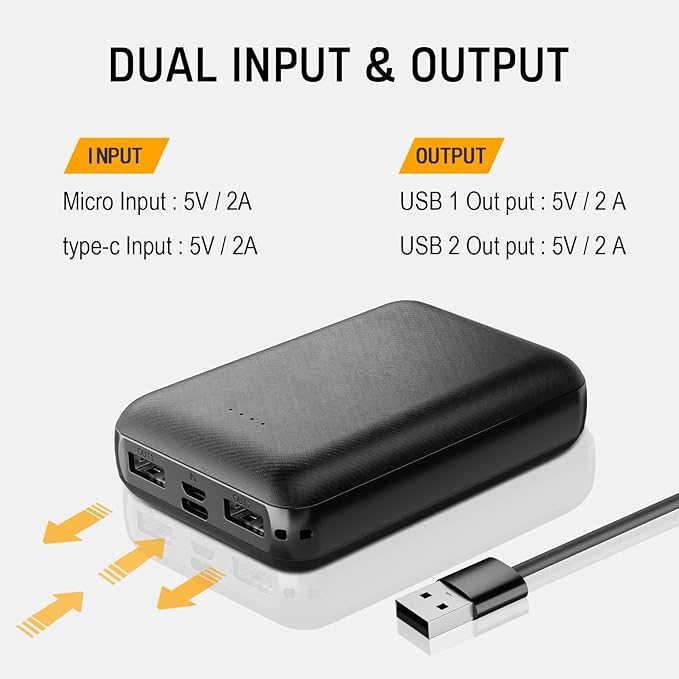 Rechargeable Battery for Heated Vest 10000 mAh Power Bank for Heated Jacket Heating Electric Vest Coat Hoodies Battery Pack for Man Women Heated Clothing