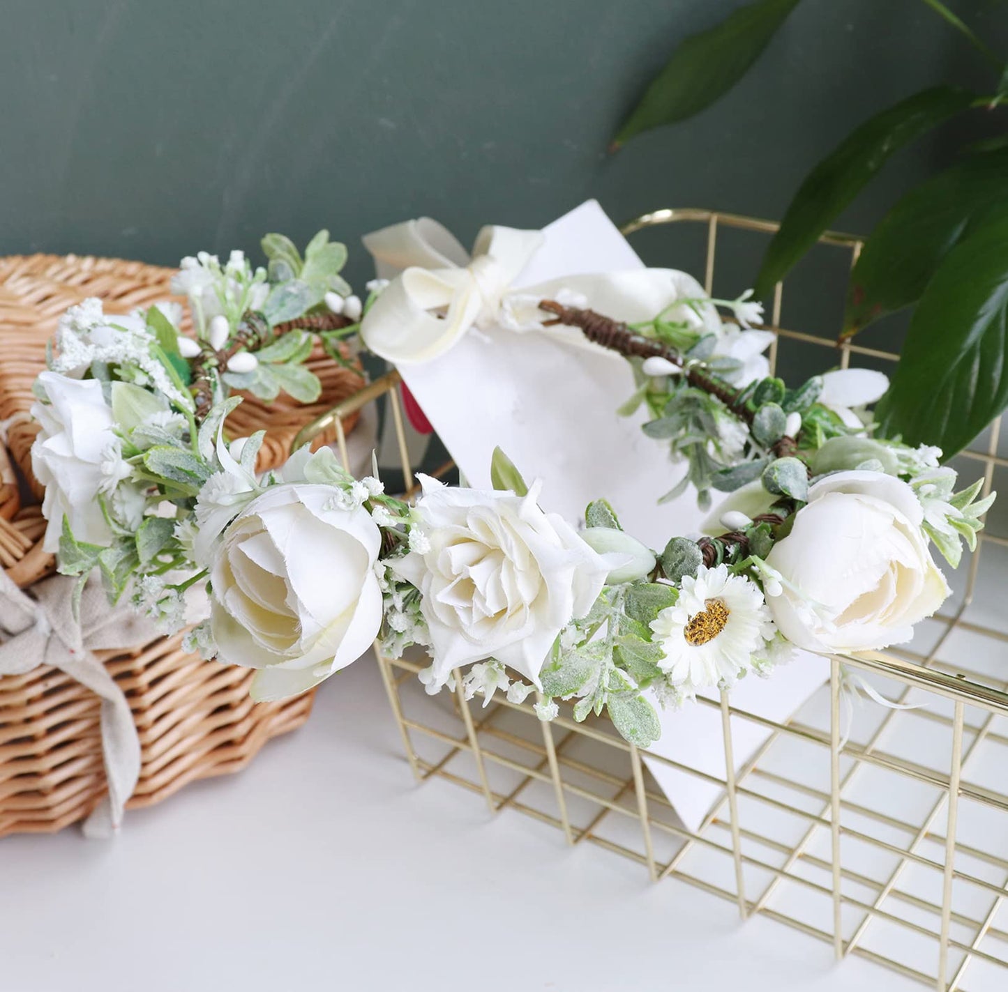 Trepveter Floral Crowns for Women Flower Crown Flower Garland Headband Floral Headpiece Halo Cosplay Halloween Bridal Wedding Photo Props Renaissance Party Prom