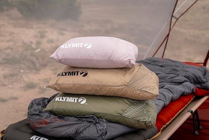 Klymit Drift Camping Pillow, Shredded Memory Foam Travel Pillow with Reversible Cover for Outdoor Use, Green, Large