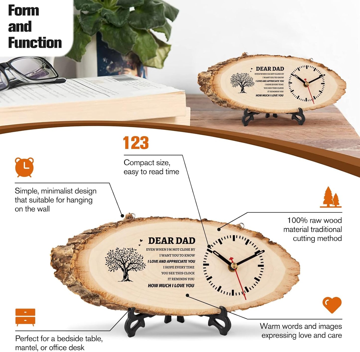 BeauGift Dad Gifts, Christmas Wooden Clock Gifts for Dad from Daughter Son Kids, Daddy Birthday Gift Idea for Papa Father Who Wants Nothing, Christmas Fathers Day Present from Child to My Dad