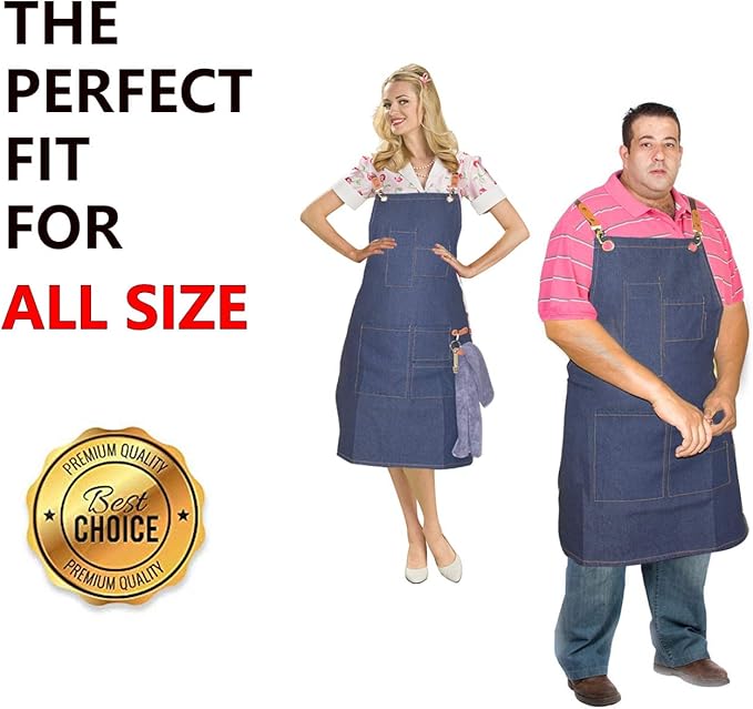 Grilling Apron Set Include 1 BBQ Glove,1 Bottle Opener,1 Towel and 1 Demin Apron for Chef Kitchen BBQ Grill, Nice Fathers Day or Dad Birthdays Gifts