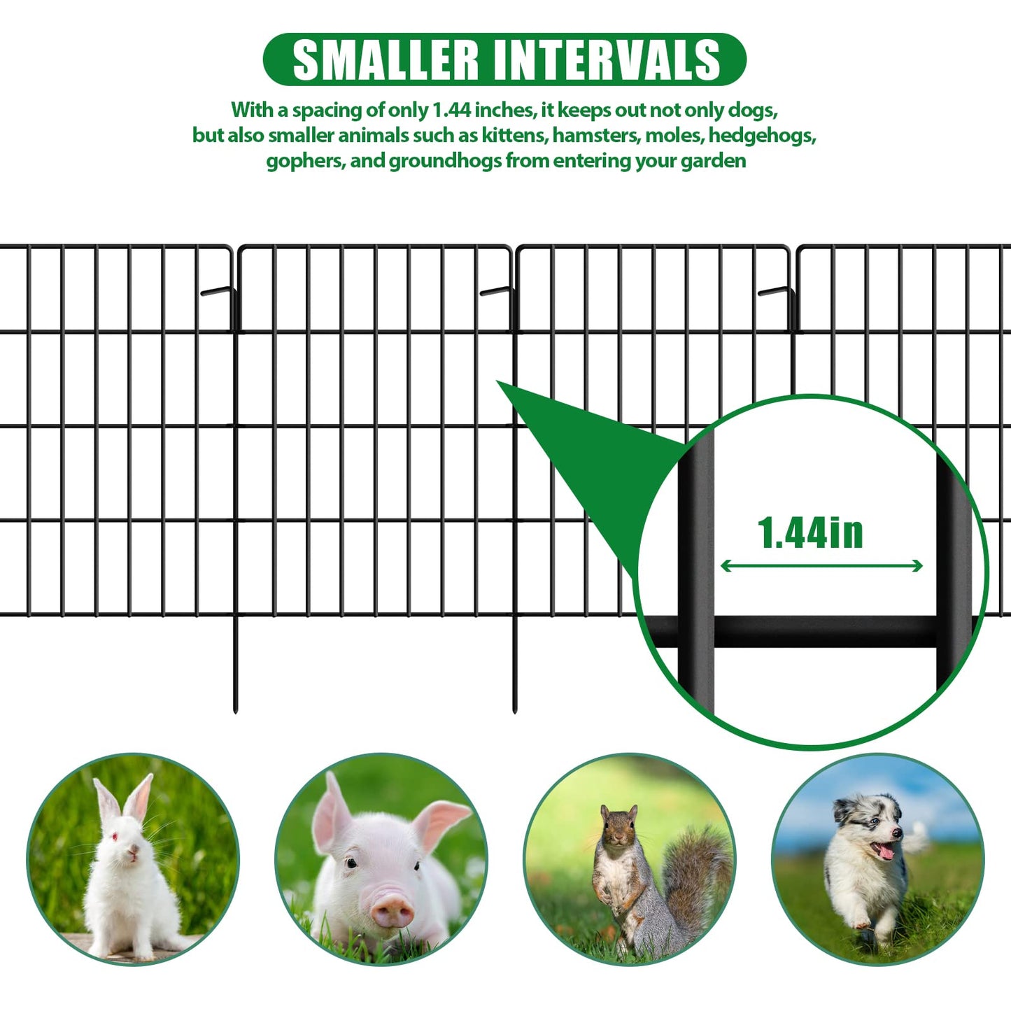 30 Pack Decorative Garden Fence Total 32.5ft (L) x 24in High 1.44" Gap Metal Wire Rustproof Small Animal Barrier Fence Easy Assembly Patio Yard Seedlings Protection Fencing Border Black