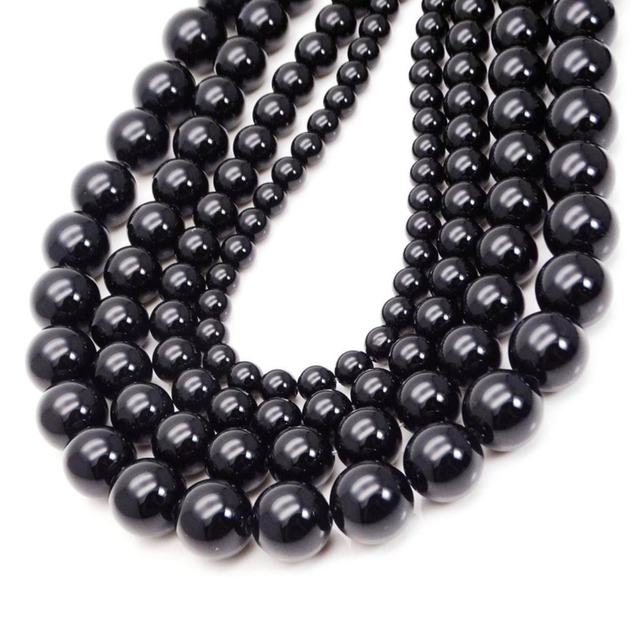 ABCGEMS Russian-Karelian Shungite Beads AKA Type-III Regular Shungite (Guaranteed Electrical Conductivity-Mohs Hardness 4) Crystal Chakra Energy Healing Stone Smooth Round 10mm