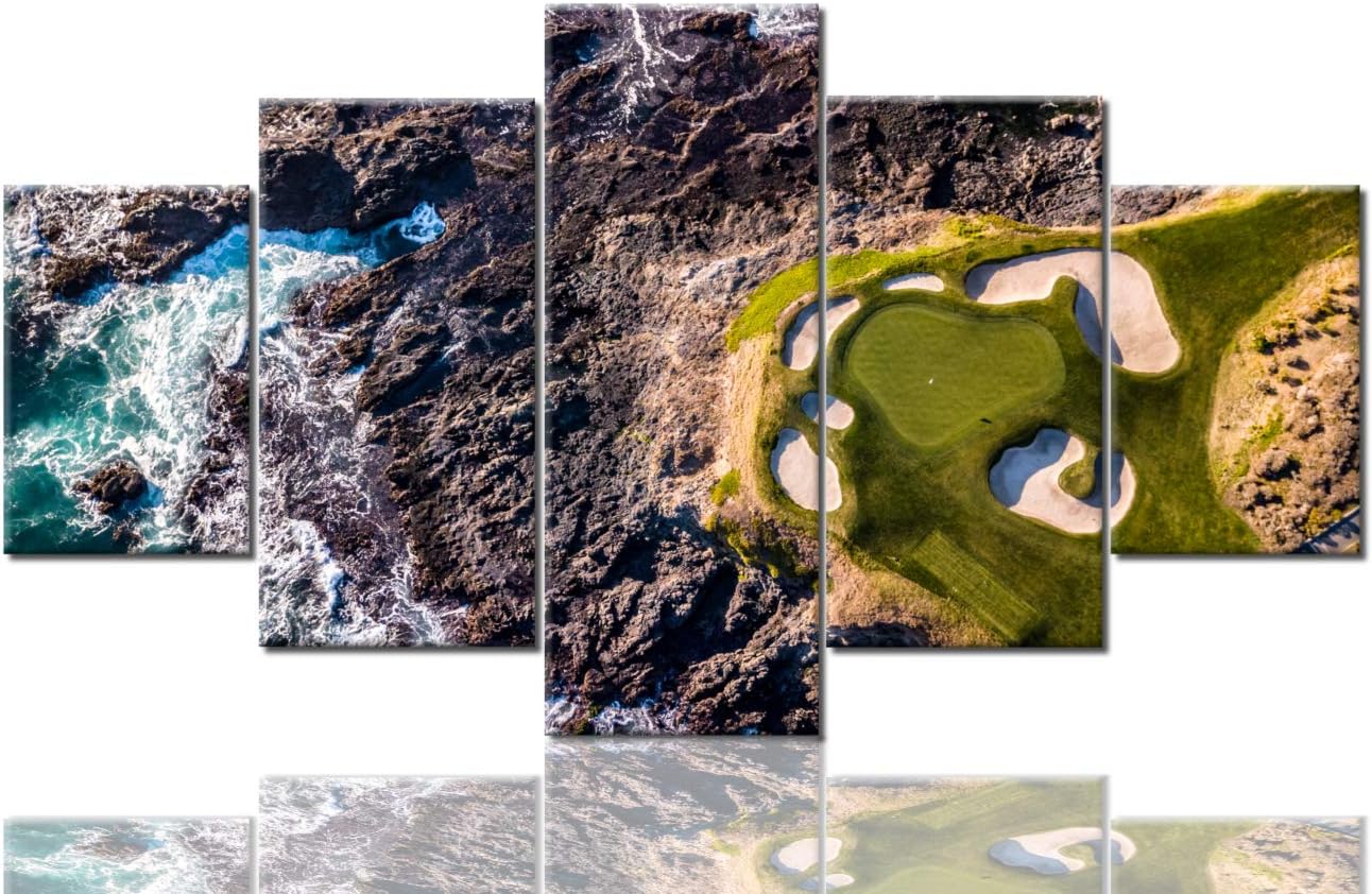 Wall Pictures for Living Room Native America Paintings Multi Panel Prints Wall Art on Canvas California Golf Links Artwork Contemporary House Decor Framed Gallery-Wrapped Ready to Hang(60''Wx32''H)