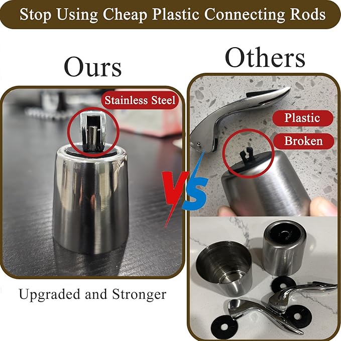 Pafusen Wine Stoppers Set of 2, Stainless Steel Wine Bottle Stopper with Silicone Seal, Reusable Wine Freshness Keep, Wine Saver Wine Bottle Sealer Stopper, Wine Accessories (Black)
