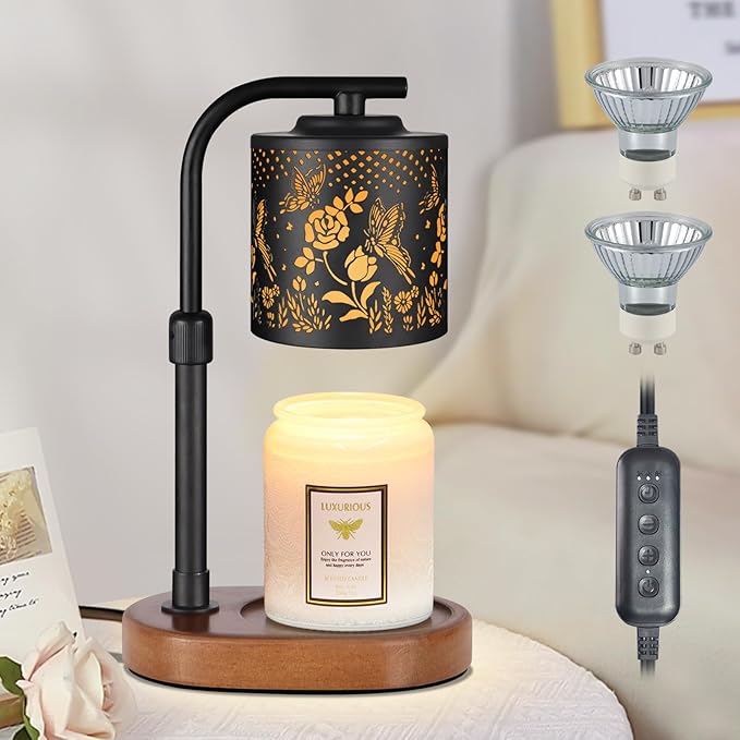 Candle Warmer Lamp,Birthday Gifts for Women Mom,Adjustable Height for Scented Jar Candles,Electric Candle Lamp Warmer for Home Decor(Butterfly Roses)