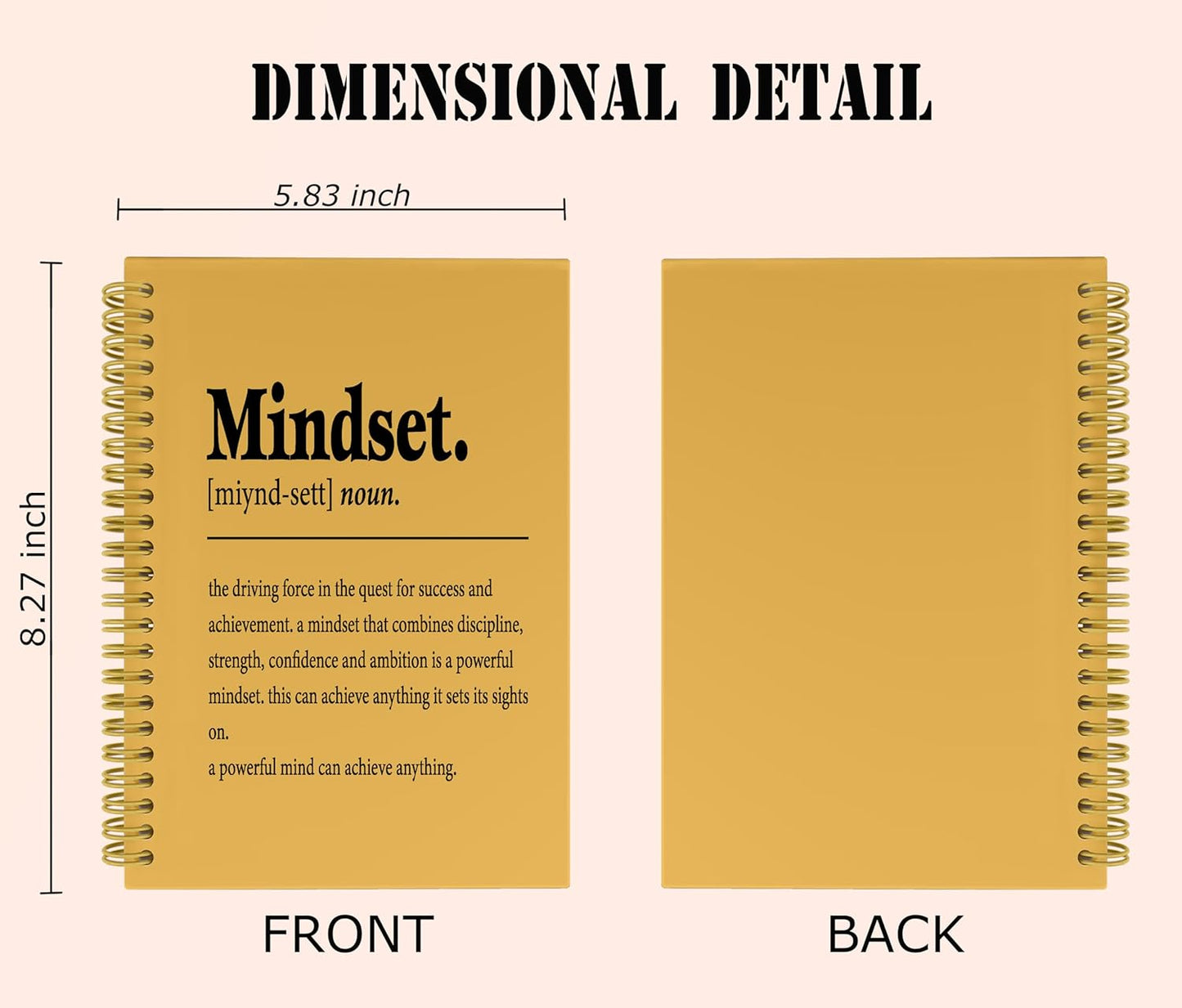 Knibeo Mindset Inspirational Notebooks Journal - Notebooks for School, 5.5×8.3 Inch Inspirational Spiral Bound Notebook with 164 Pages, College School Supplies(Light Brown)