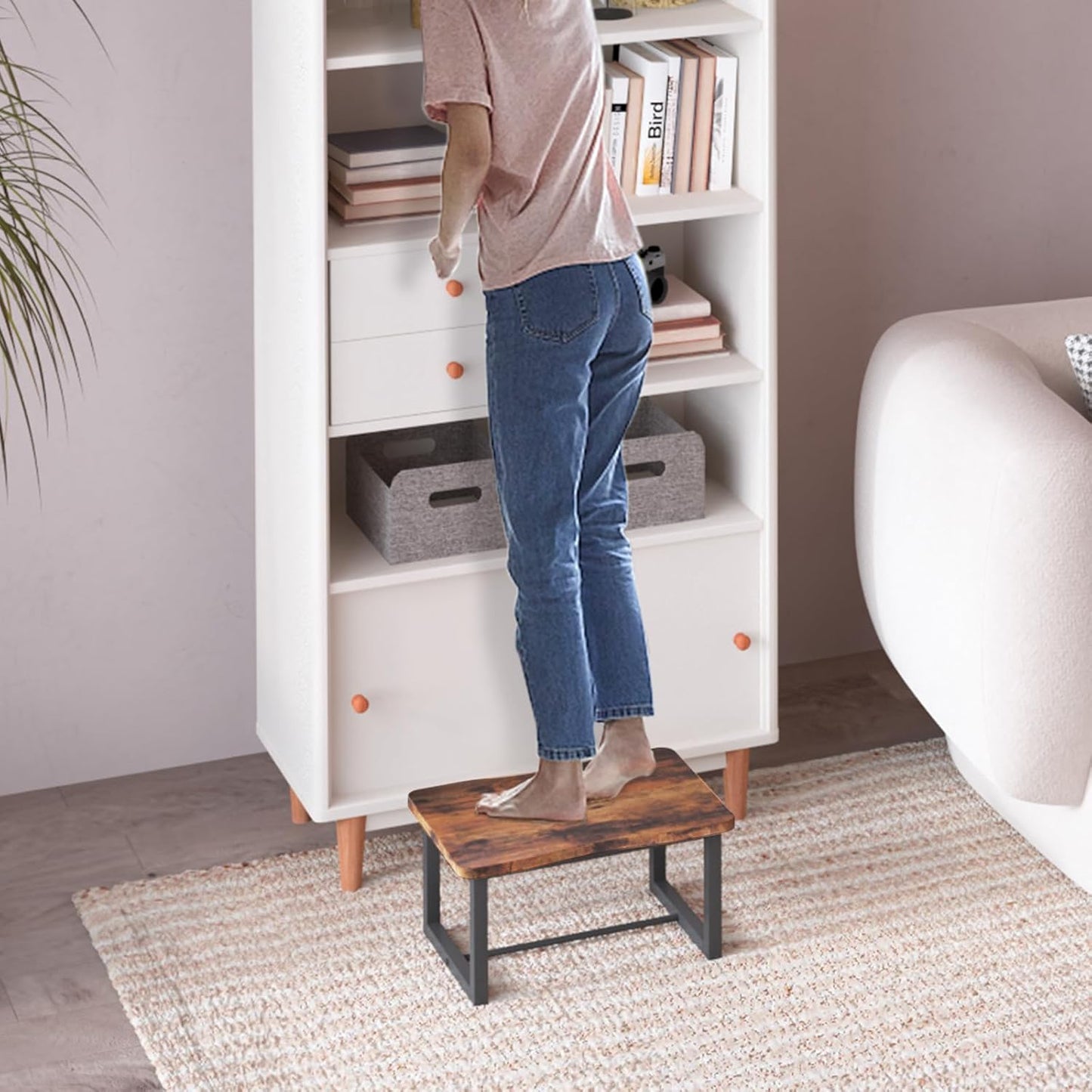Wooden Step Stool,Stepping Stool for Adult & Kids，Wood One Step for Kitchen, Bedroom, Living Room, Bathroom Hold up to 500lbs