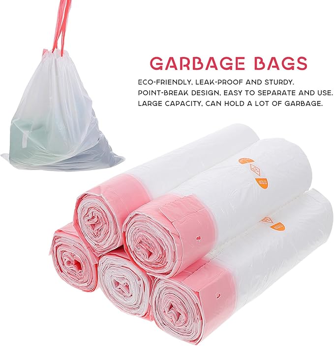 75pcs Disposable Drawstring Garbage Bags Thickened Plastic Waste Sacks for Home Kitchen Bathroom Large Capacity White Refuse Liners for Living Office
