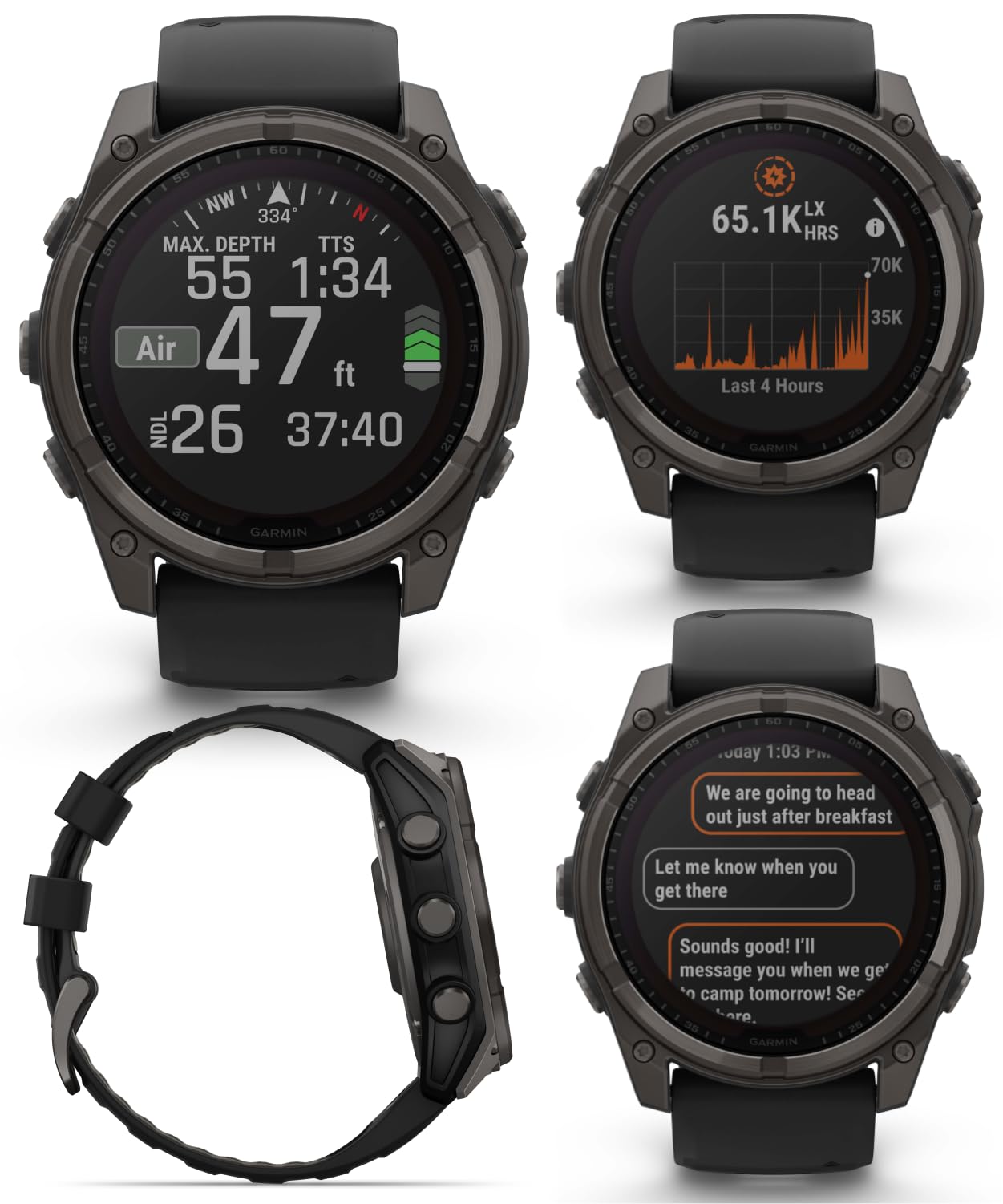 Garmin Fenix 8 - 51 Mm, Solar, Sapphire, Carbon Gray Dlc Titanium Gps Multisport Smartwatch With Black/Pebble Gray Silicone, Voi
