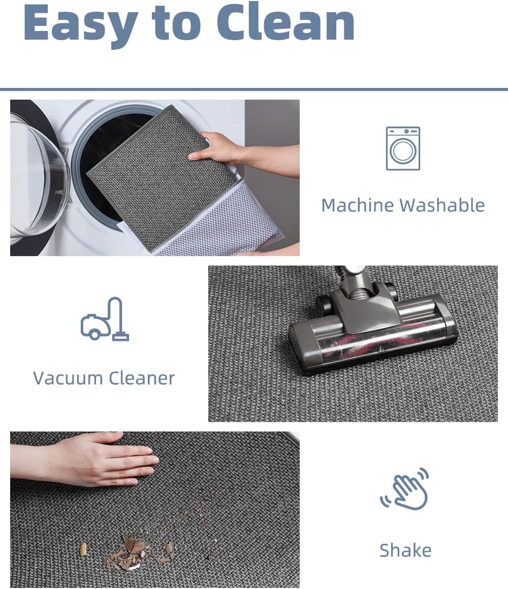 PADOOR Braided U Shaped Toilet Rug, 20x24 Grey, Super Absorbent, Non Slip, Machine Washable, Bathroom Floor Mat