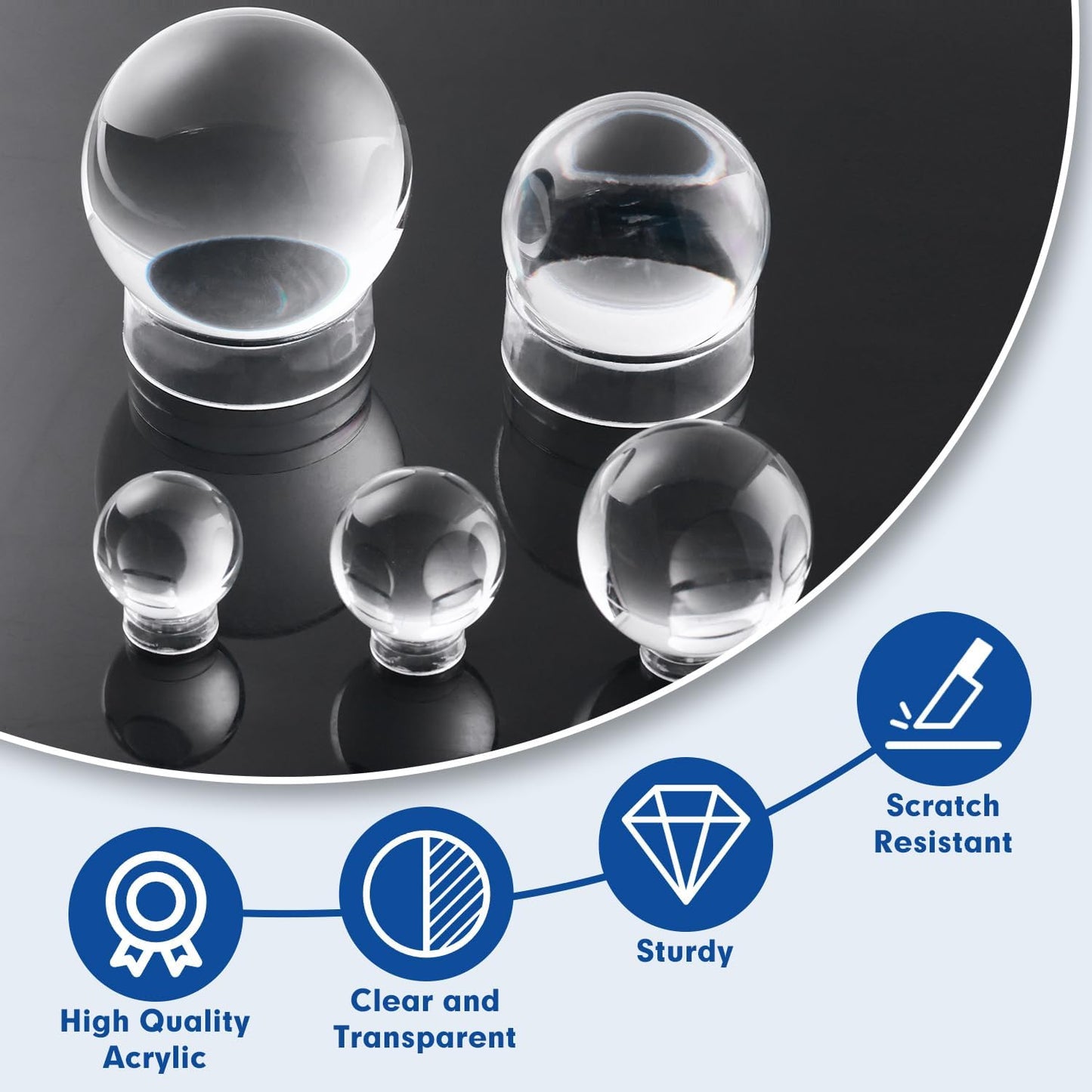 Small Clear Display Stand Ring Holder | 30 PCS (0.6 Inches) | Round Beveled Pedestal for Dragon Ball, Golf, Baseball, Egg, Spheres, Marble | Hold Up to 10lb | Perfect for Small Collections