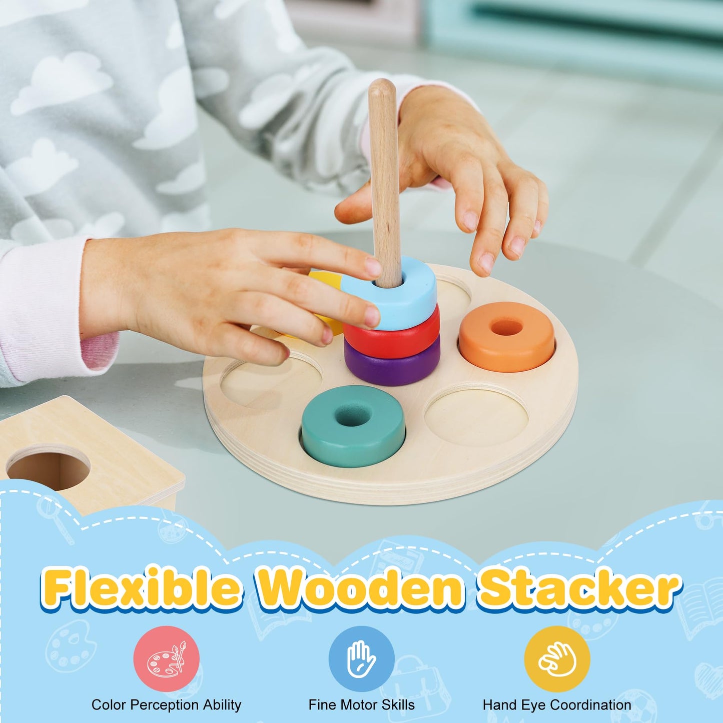Dulsaera Montessori Toys for 1 Year Old, 6-in-1 Baby Toys 6-12 Months Educational Toys for 1 Year Old Developmental Learning Toy Infant Birthday Gifts for Boys Girls Babies