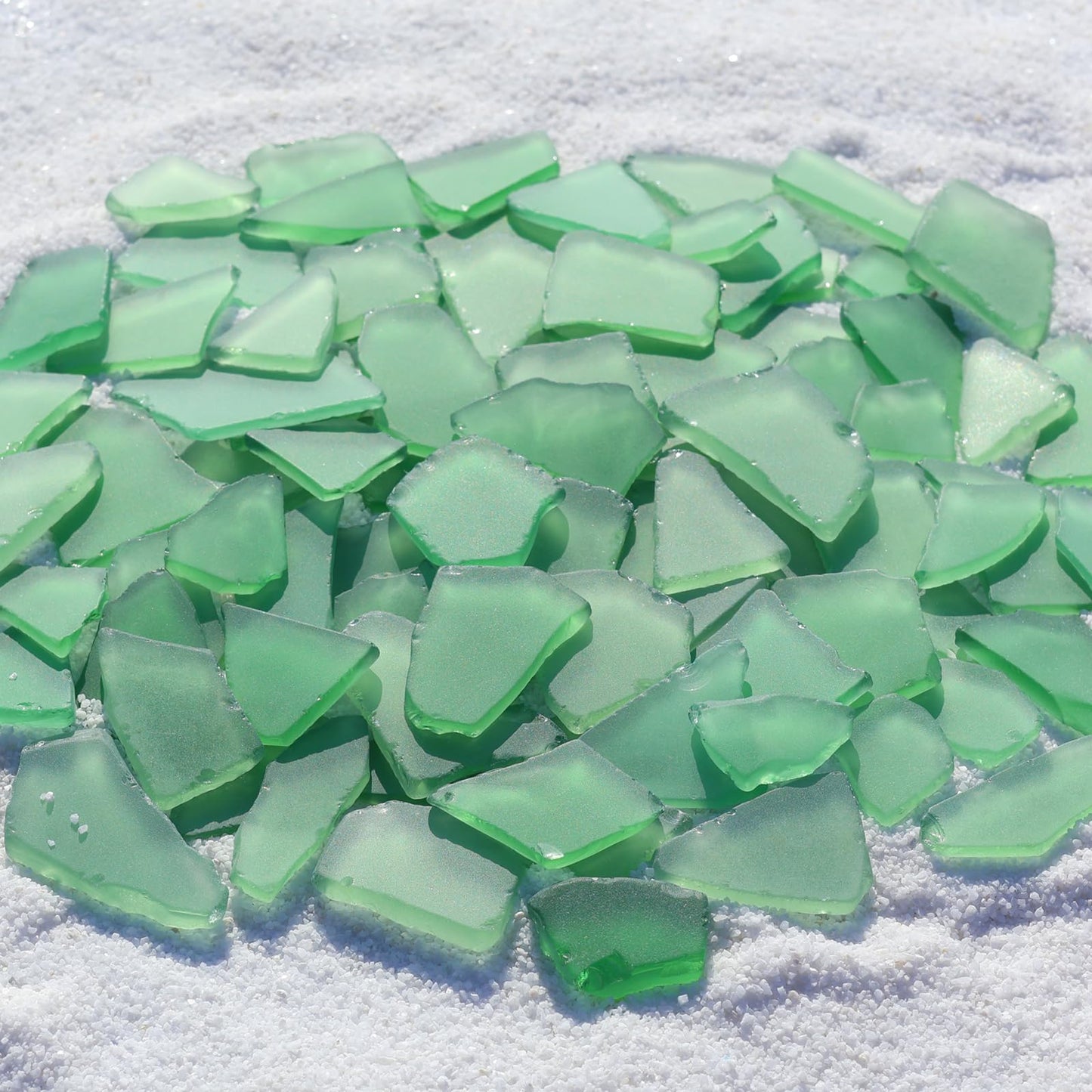 Sea Glass for Crafts - 34oz Green Frosted Seaglass Pieces - Vase Filler and Aquarium Ornament, DIY Craft Supplies for Art, Beach Weddings, and Home Decor
