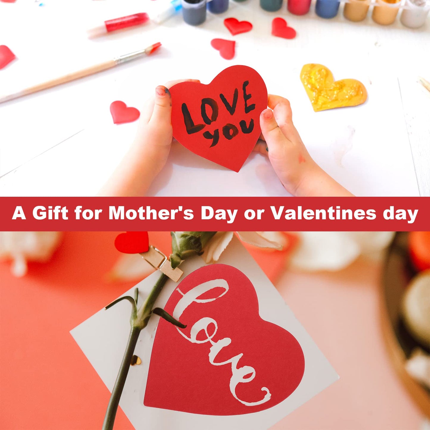 90 Pieces Heart Cutouts Paper Hearts Heart Shape Cards 5.5 Inches Large Valentine's Day Paper Cutouts with Glue Point Dots (Red,Pink and White)