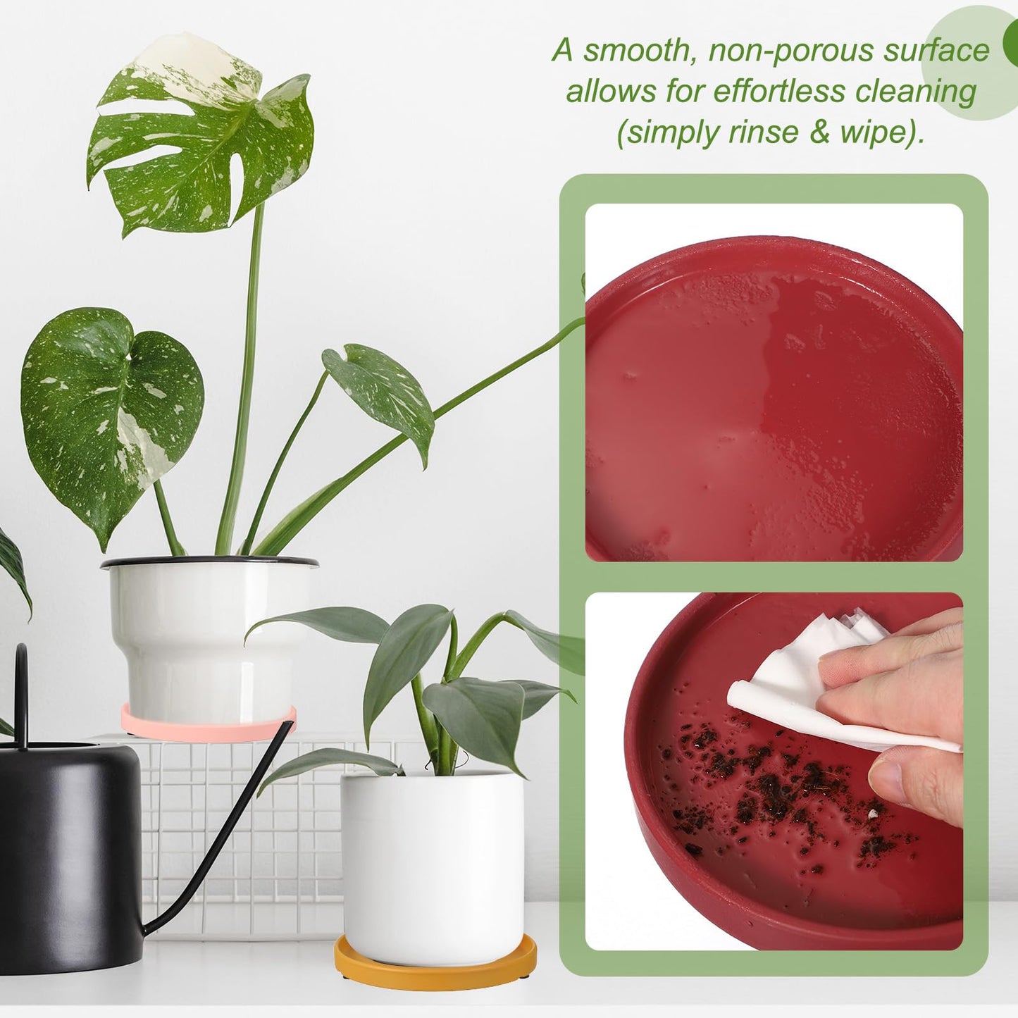 YELARXI 6.7 Inch Ceramic Plant Saucers, Round Flower Planter Water Trays Ceramic Plant Saucer Pot Tray -Fitting for (Outdoor/Indoors/Garden/Planting/Water/Flower/Coffee) Yellow