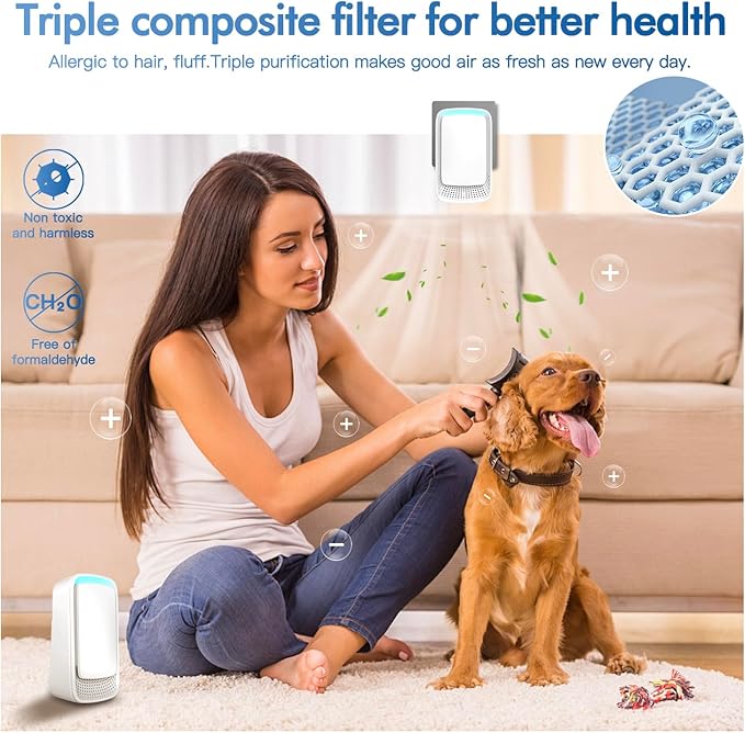 Plug-In Air Ionizer Air Purifier (4 Pack), Negative Ion Odor Neutralizer, Filterless & Portable Wall Outlet Air Freshener, Ultra Quiet 24/7 Operation for Home Bedroom Office Bathroom