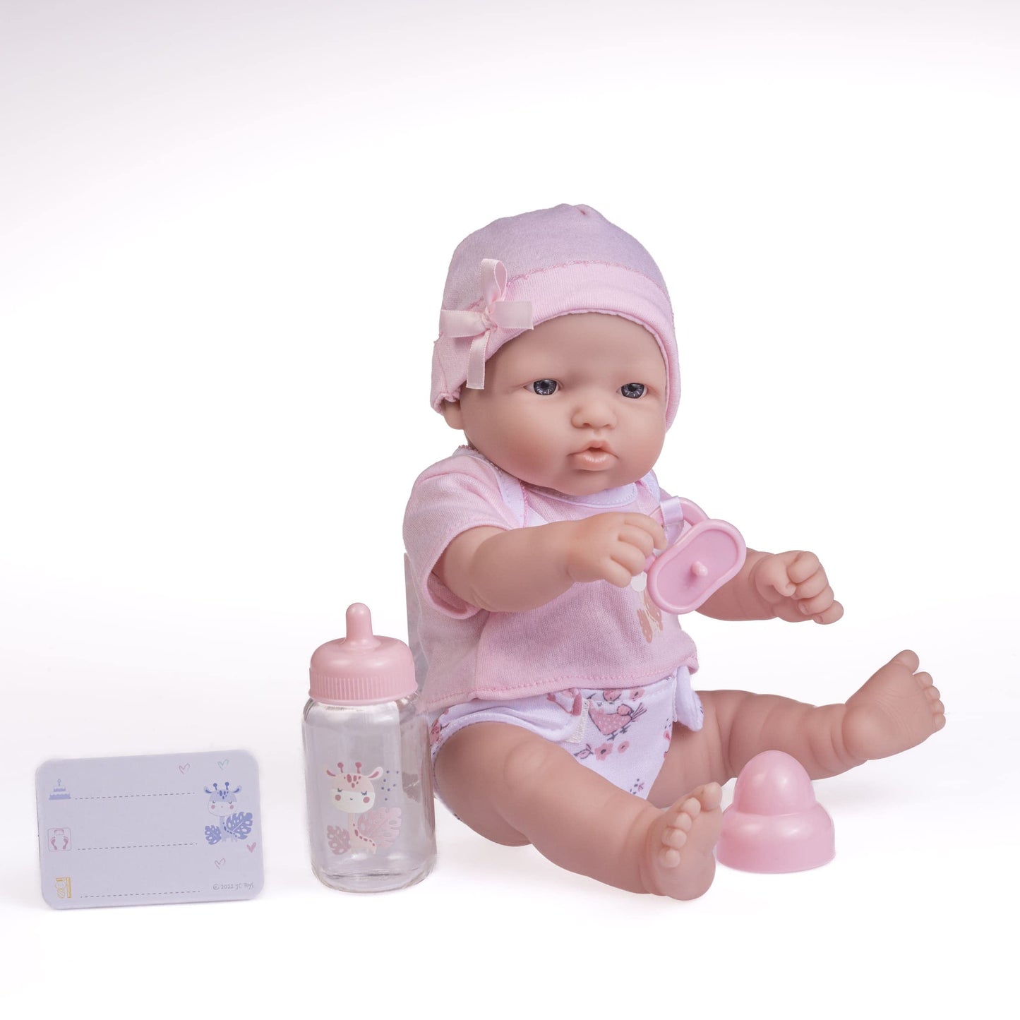 JC Toys - La Newborn Nursery | 7 Piece Baby Doll Gift Set | 12" Life-Like Baby Doll with Accessories | Pink | Ages 2+ (18344)