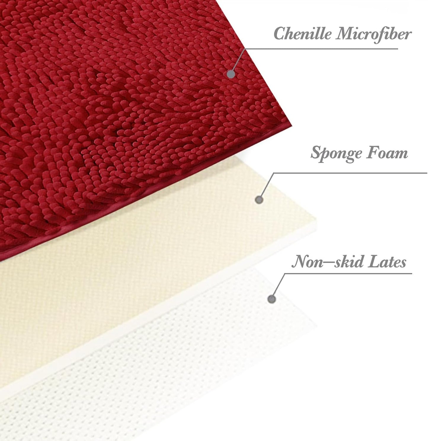 Non-Slip Bath Rug,Extra Soft Microfiber Bedroom Shag Carpet with Anti-Slip Backing,Water/Dust Absorbent Fast Dry Shower Mat,Sound Insulated Stairs Pad,Machine Washable (Red,12 x 12 Inches)