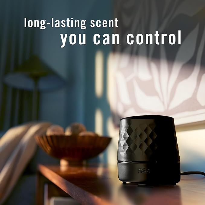 Febreze Plug Scent Booster in Black, Continuous Scent Device Oil Diffuser, Compatible with Febreze Air Freshener Plug in Refills, Giftable for Holidays