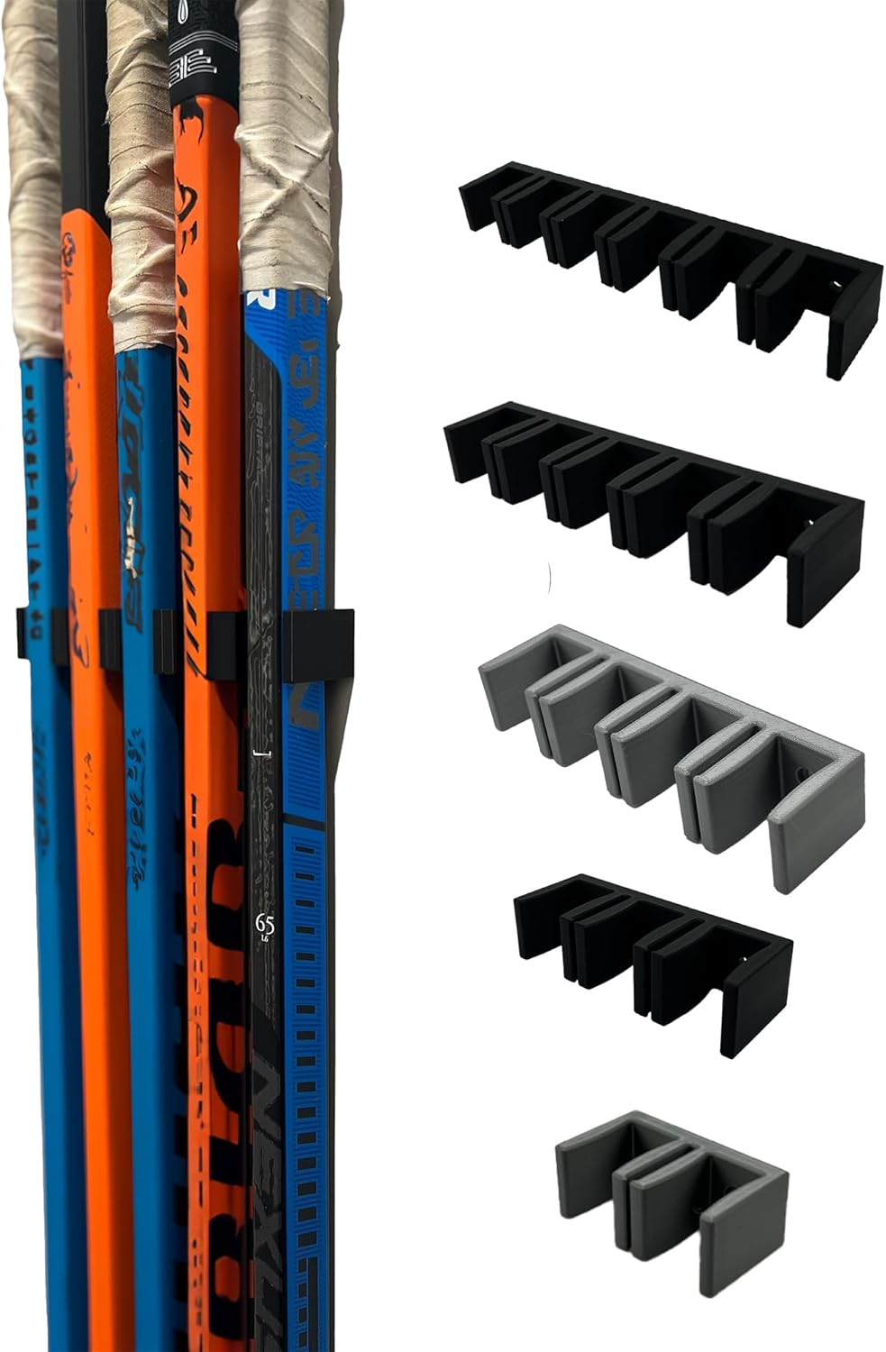 Wall Mount Hockey Stick Holder | Ice Hockey Stick Organizer (Black, 3 Stick Wall Mount)