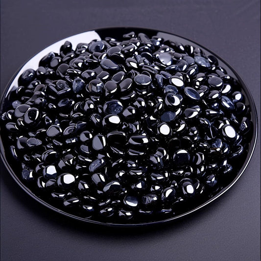 SigMntun Polished Obsidian Crystal Chips 200 Pcs - 0.3" 10 oz Tumbled Stone Chips Crushed Sea Glass Stones Healing Reiki Crystal Making Home Decoration