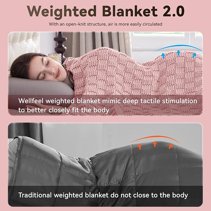 Knitted Weighted Blanket for Adult, No Beads Heavy Blanket 48” x 72'' 12lbs, Breathable Chunky Knit Blanket, Cooling Weighted Blanket for Hot Sleepers, Christmas Home Decor (HoneyPink)