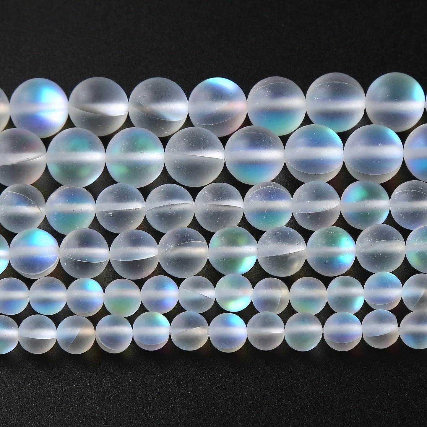 ZXYMLZI 32pcs 10mm Natural White Mystic Aura Quartz Beads Frosted Matte Moonstone Round Loose Beads For Jewelry Making DIY Bracelet Necklace 15"
