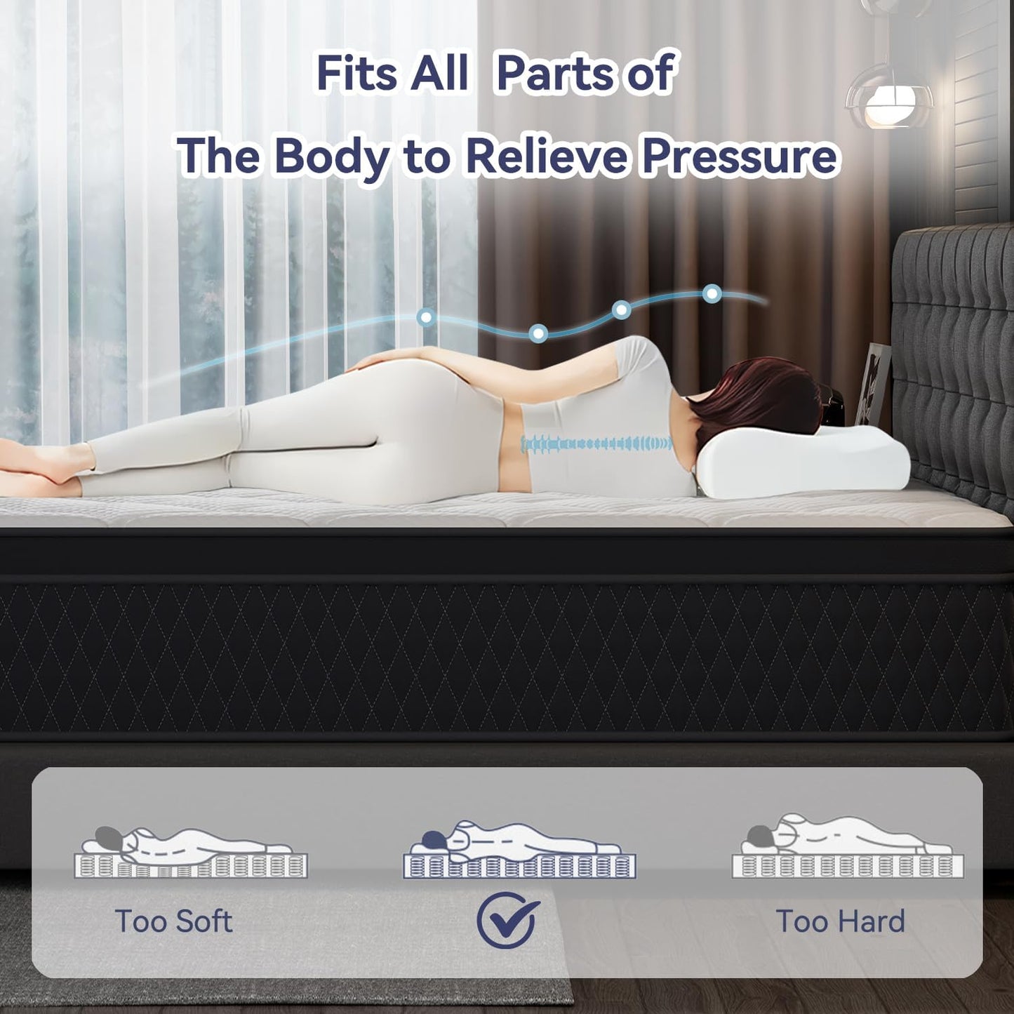 Queen Mattress,10 Inch Hybrid Memory Foam Mattresses in a Box, Individually Wrapped Pocket Coils Mattress for Isolate Motion ,Pressure Relief, CertiPUR-US Certified, Fiberglass Free &Support Comfort