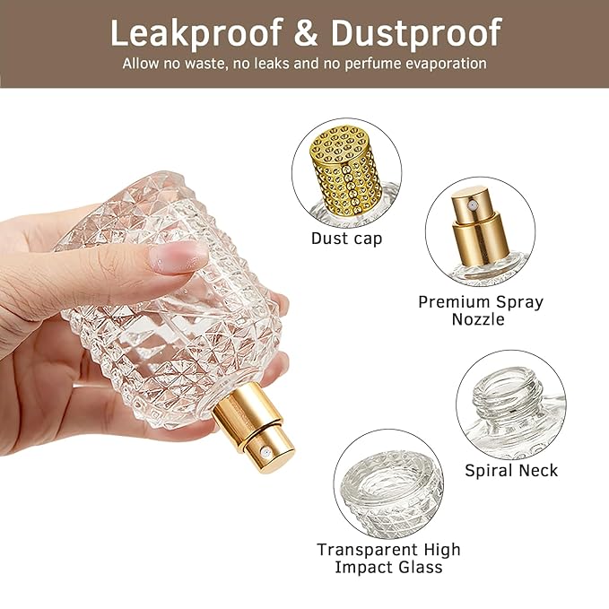 2 Pack 30ml Refillable Spray Perfume Bottles, Empty Clear Perfume Atomizer, Portable Perfume Mist Spray Bottle Travel Perfume Dispenser (30ML, Silver)