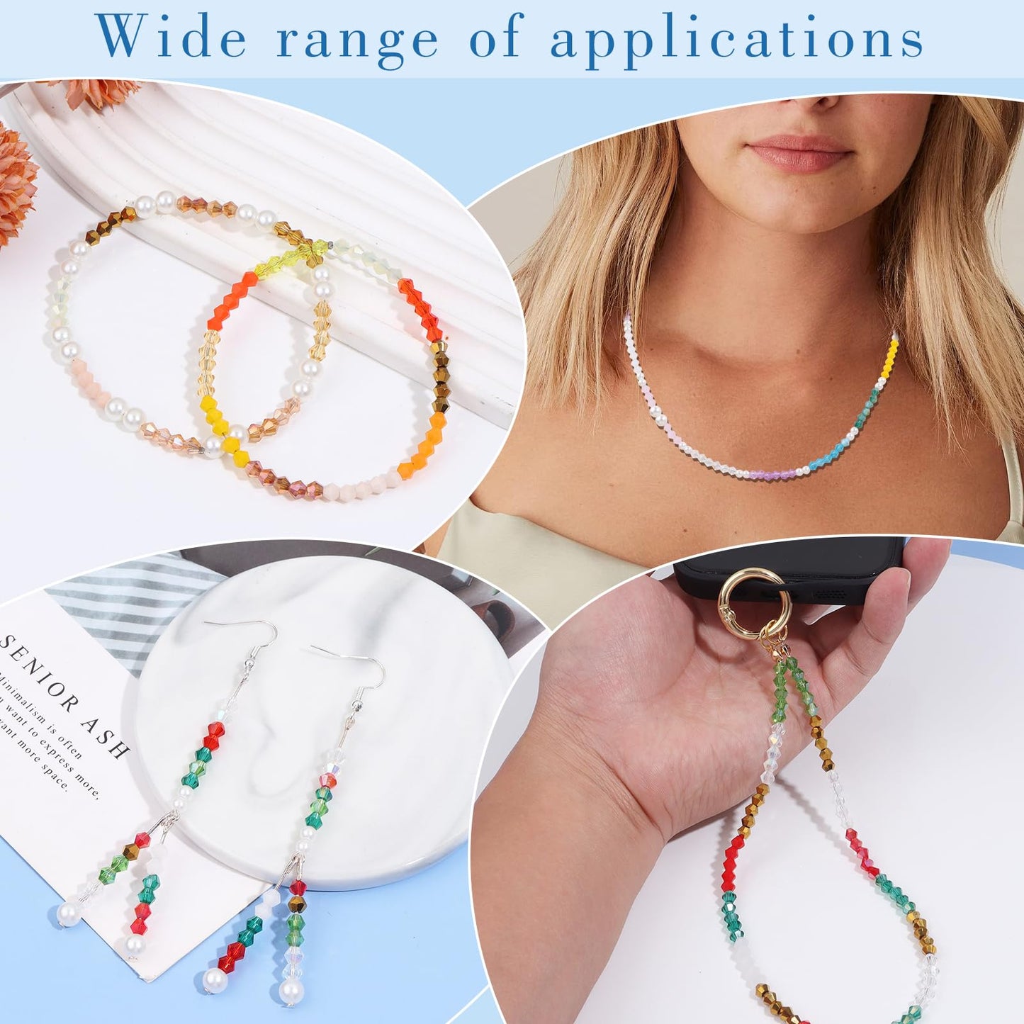 Beadtales 1200Pcs 4mm 10 Colors Electroplated Faceted Crystal Glass Bicone Beads Loose Bead for DIY Bracelet Necklace Earring Keychain Jewelry Making,AB Color