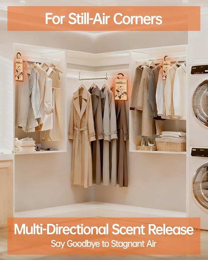 12 Packs Vanilla Potpourri Scented Sachets for Drawers and Closets，【Deodorizer for Stagnant Air】Odor Eliminator，hanging Paper Air Fresheners for Clothes Long Lasting