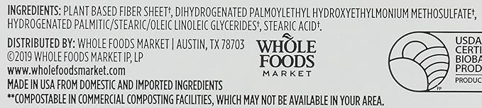 365 by Whole Foods Market Dryer Sheets Fabric Softener, Unscented | 80 Count | Pack of 2