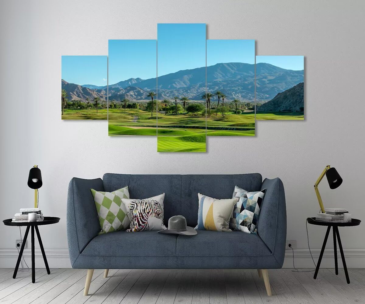 California Golf Course and Palm Tree Wall Art for Office Living Room Bedroom Home Decorations Gifts USA California Golf Course Pictures Framed Artwork Canvas Prints Ready to Hang(50''W x 24''H)