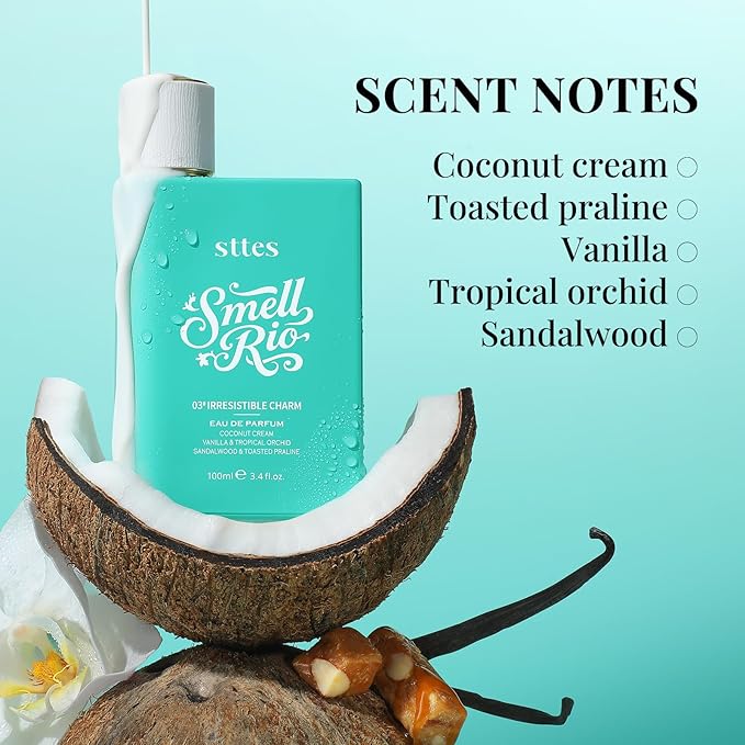Sttes Perfume 03# (Original 309) Perfume for Women – Long-Lasting Hair Coconut, Vanilla & Toasted Praline Notes – Sweet Scentual Fragrance Eau de Parfum 100ml (3.4 fl oz) – Irresistible Charm