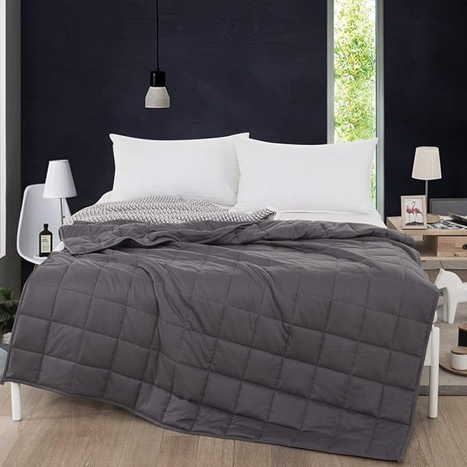 ZonLi Weighted Blanket for Adults (60"x80", 25lbs, Dark Grey) Queen Size High Breathability Cooling Heavy Blanket, Soft Material with Premium Glass Beads, All-Season, Easy Care