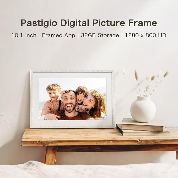 Digital Picture Frame, Frameo 10.1 Inch Digital Photo Frame WiFi, 32GB Memory, Electric Frame Slideshow, 1280 * 800 HD Touch Screen, Wall Mountable, Auto-Rotate, Share Instantly, Gifts for Mom, Women