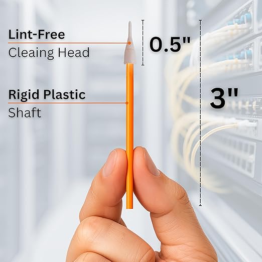 Fiber Optic Cleaning Swabs - 100 pack - LC 1.25mm - For Cleaning Optical Components. Lint Free Anti-Static Swabs, Cleaning stick for Ports and Adapters, LC Connector Cleaner Tool for Field Use