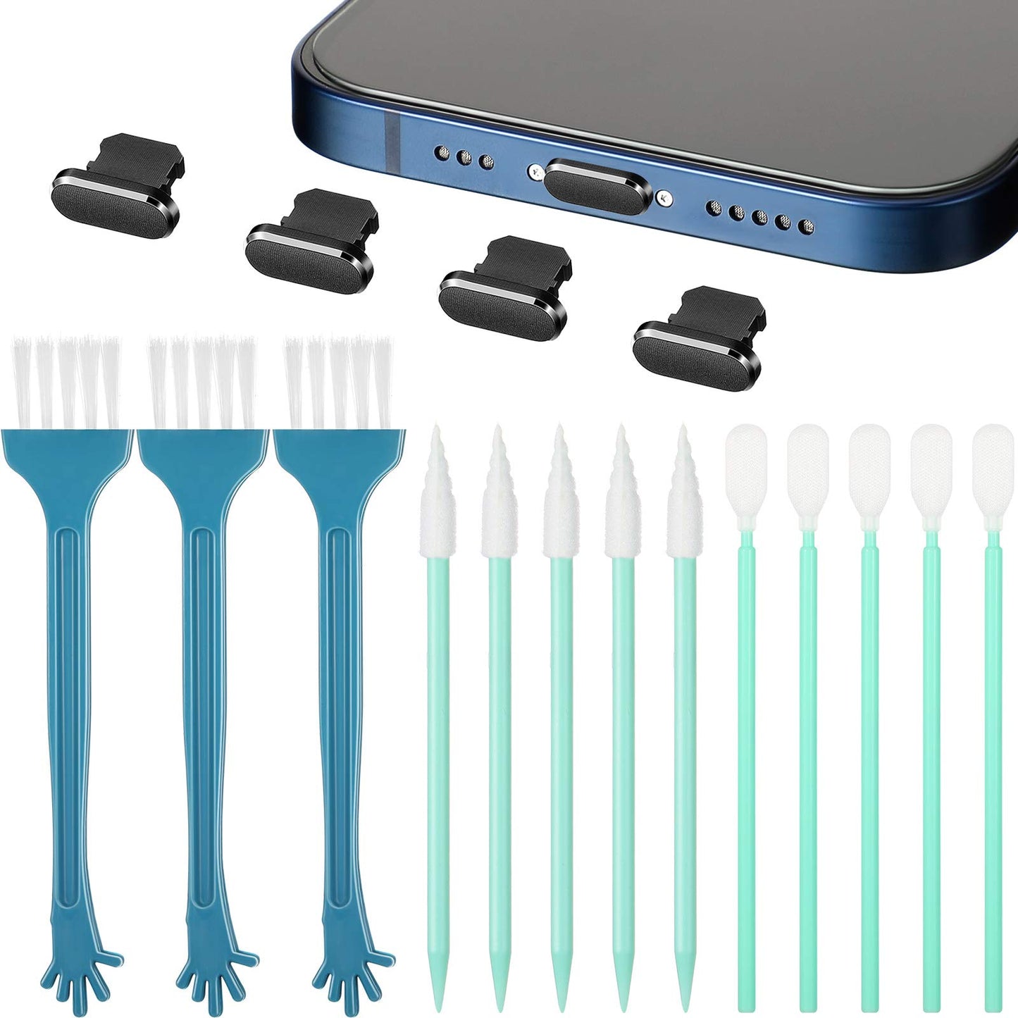 Frienda Anti Dust Plug Metal Phone Port Cover Compatible With Iphone 14/13/12/11 Lightning Connector Cleaning Tool Kit Phone Spe