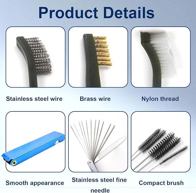 Carburetor Cleaning Kit, Torch Tip Cleaner Brush Set, Throttle Body Dirt Remove Cleaner for Chainsaw Gas Orifices Welding Motorcycle ATV Carburetor Jet Stove Nozzles Shower Heads