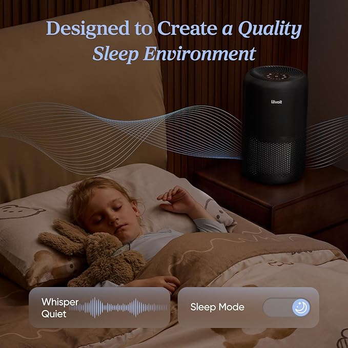 LEVOIT Air Purifier for Home Allergies Pets in Bedroom, Covers Up to 1073 ft² by 56W High Torque Motor, AHAM VERIFIDE, 3-in-1 Filter, HEPA Sleep Mode, Remove Dust Smoke Odor, Core300-P, Black, 2 Pack