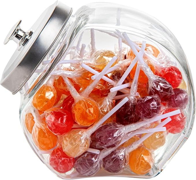 Restaurantware Vetri 0.5 Gallon Penny Jar 1 Durable Candy Jar - With Wide Spout Chrome Lid Clear Glass Cookie Jars For Kitchen Counter Dishwashable