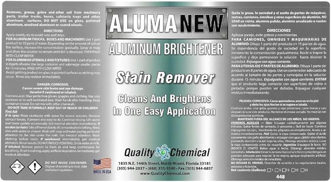 Quality Chemical Aluminum Cleaner Brightener & Restorer - Aluminum Cleaner, Aluminum Wheel Cleaner, Aluminum Cleaner, Pontoon Cleaner Aluminum, Aluminum Rim Cleaner 128 oz (pack of 4)