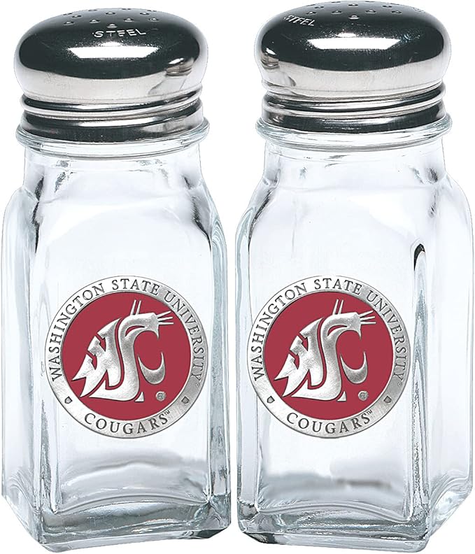 Heritage Pewter Washington State University Salt and Pepper Shaker Set of 2 Bottles | Expertly Crafted Pewter Glass