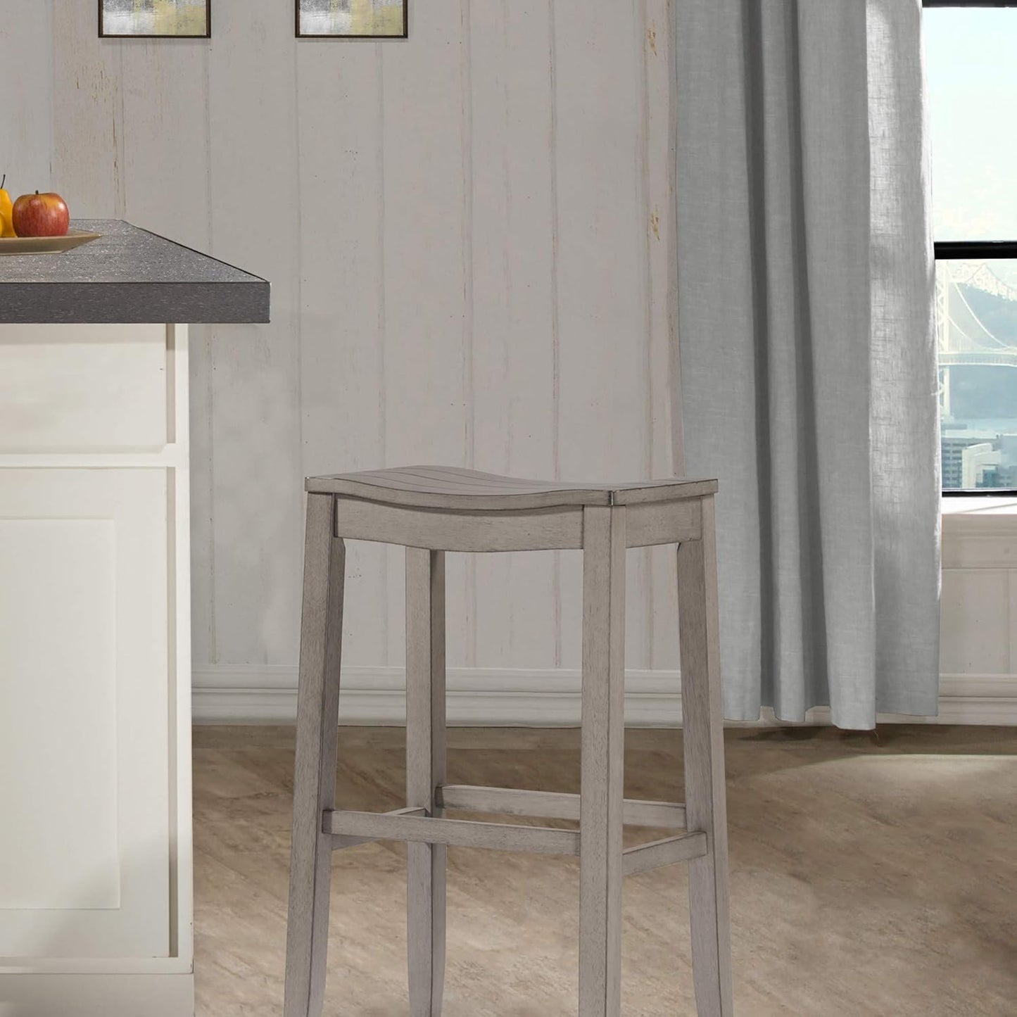 Hillsdale Furniture Fiddler Backless Saddle Bar Stool, Aged Gray