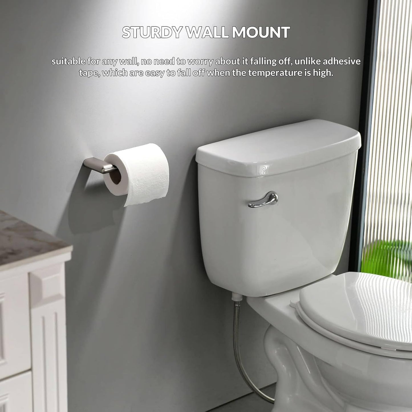 simpletome Toilet Paper Holder Wall Mount Never Rust Zinc Alloy Drilling Installation Modern Minimalist Design (Brushed Nickel)