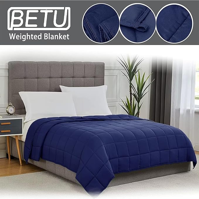 Navy Blue Weighted Blanket for Adults 20lbs, 80"x87", King Size Cooling Heavy Throw Blanket for 130-220lbs, Microfiber Soft Thick Big Blankets Weighted Comforter Gift for Sleeping